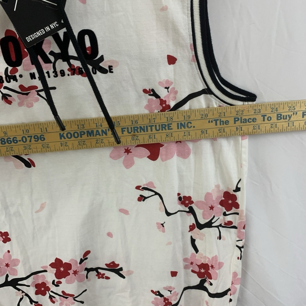 Streetwear Tokyo Sleeveless Hoodie XL Cherry Blossom Graphic Tank Top - Picture 7 of 10